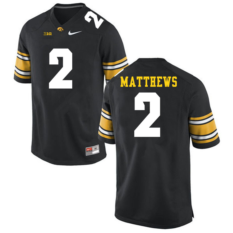 Men #2 Quavon Matthews Iowa Hawkeyes College Football Jerseys Sale-Black